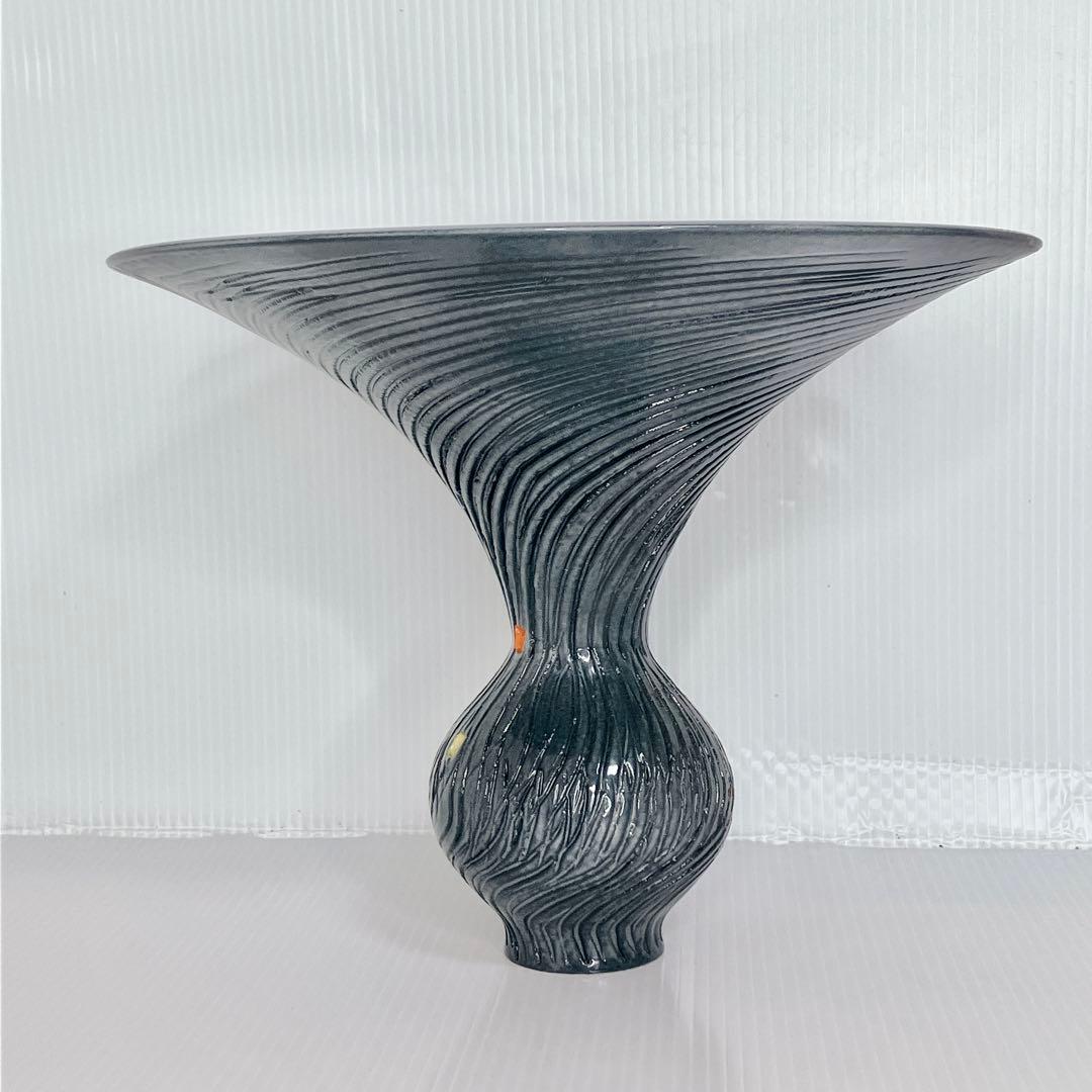 シ*ィ様 清水焼　正明窯　池坊　陶器 花瓶 長瓶 口径約28cm 高さ約22cm