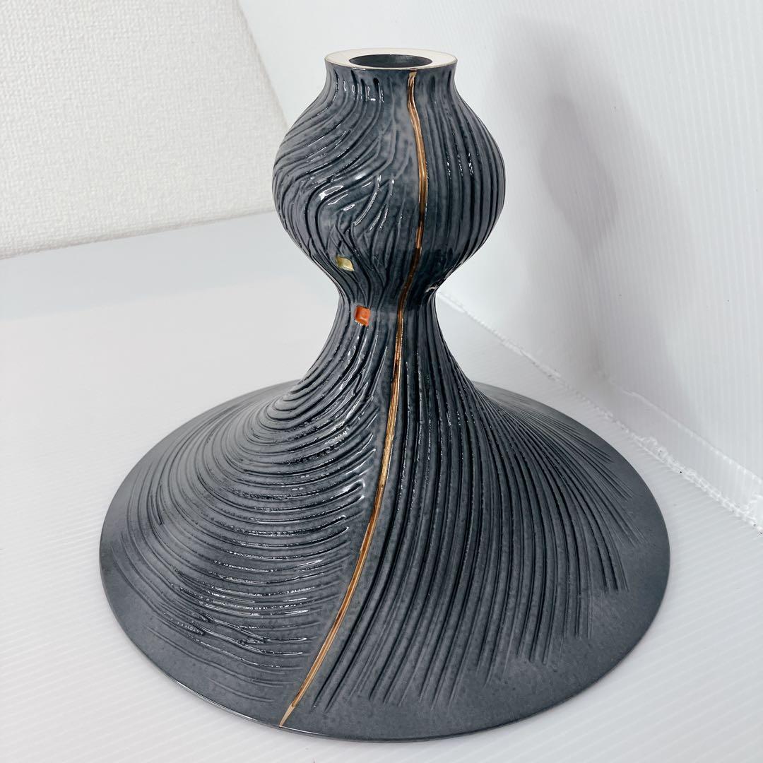 シ*ィ様 清水焼　正明窯　池坊　陶器 花瓶 長瓶 口径約28cm 高さ約22cm