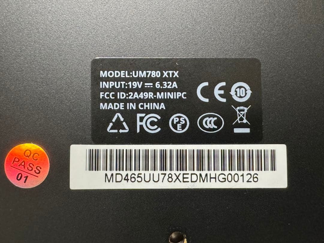 Minisforum UM780XTX (SSDなし)