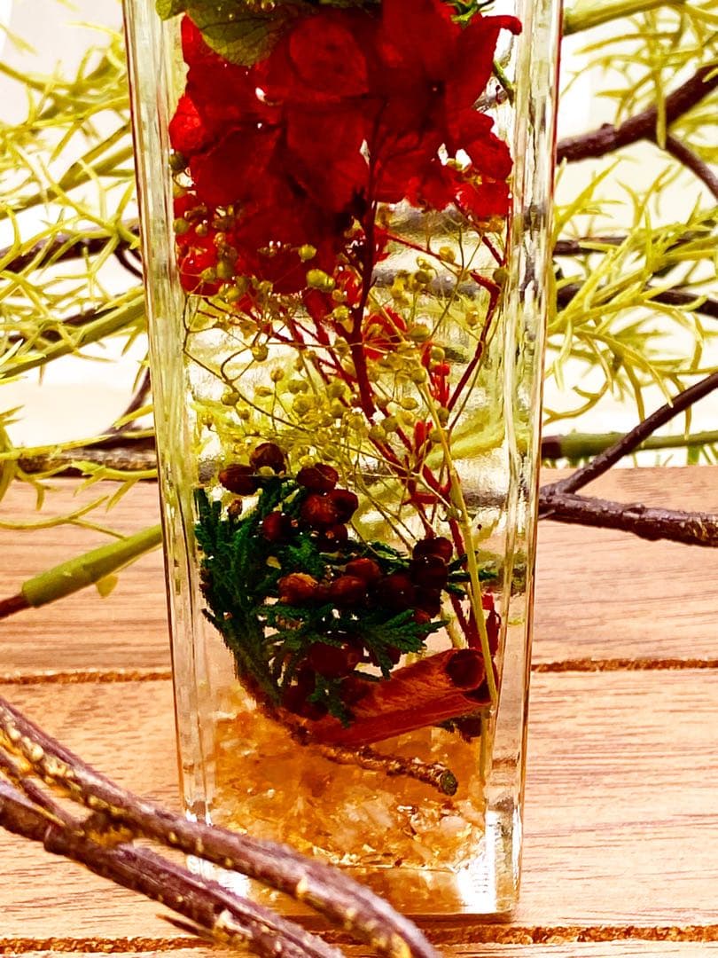 天然石と天然ドライフラワーハンドメイドハーバリウム