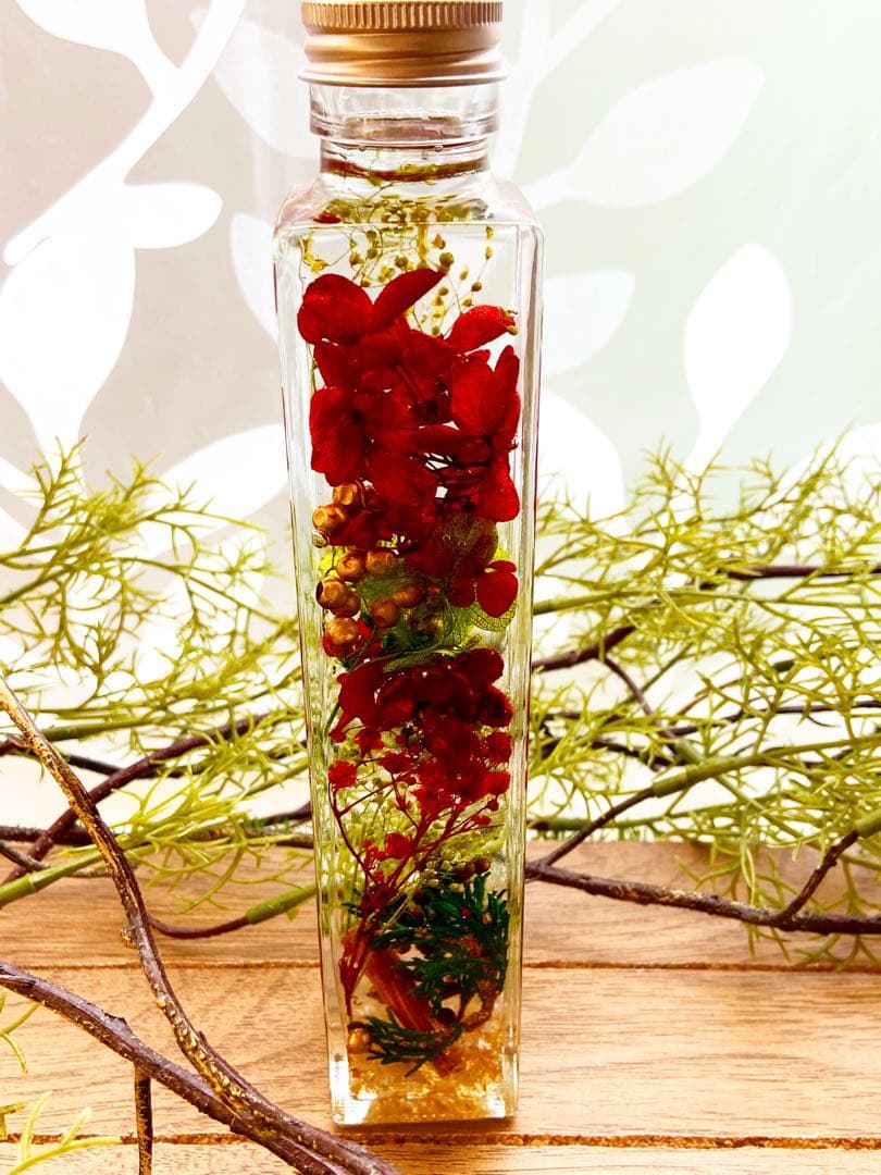 天然石と天然ドライフラワーハンドメイドハーバリウム