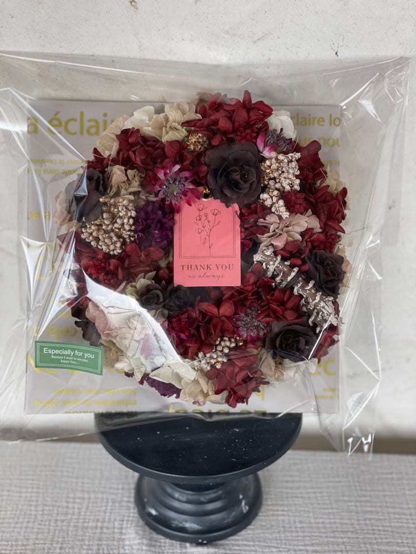 クリスマス　リース　プリザ　ラッピング込み