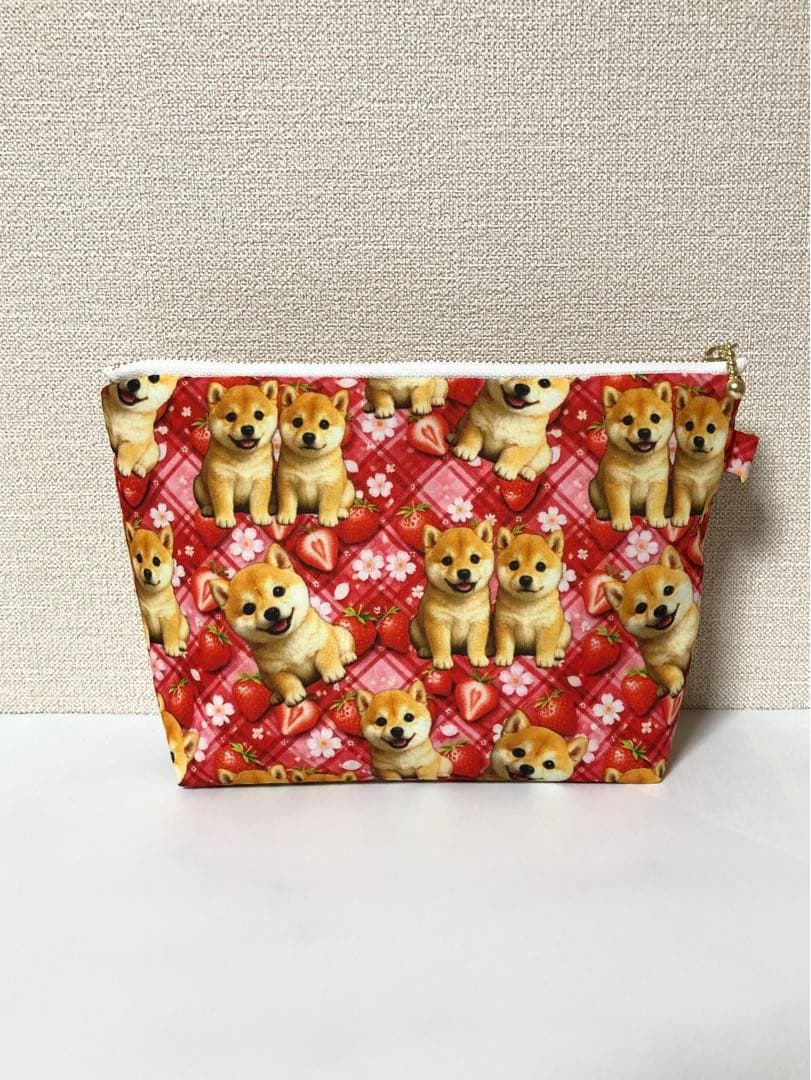 柴犬　20cmファスナーポーチ　マチあり