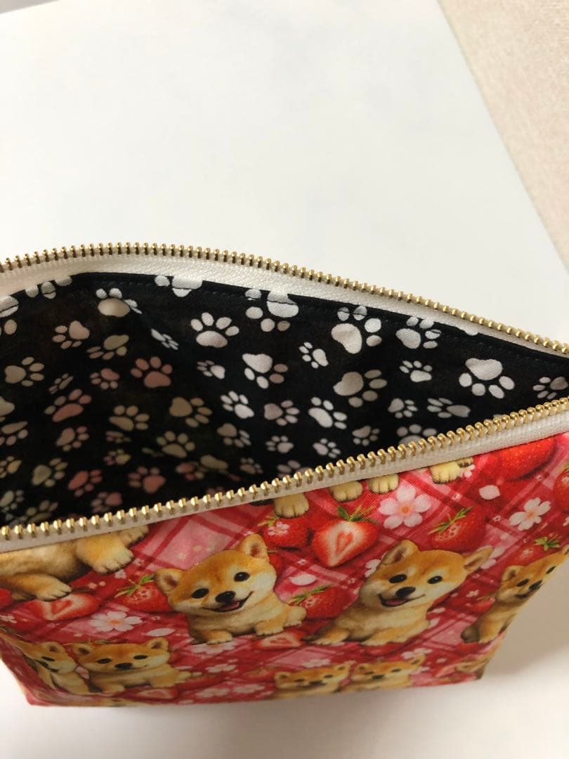 柴犬　20cmファスナーポーチ　マチあり