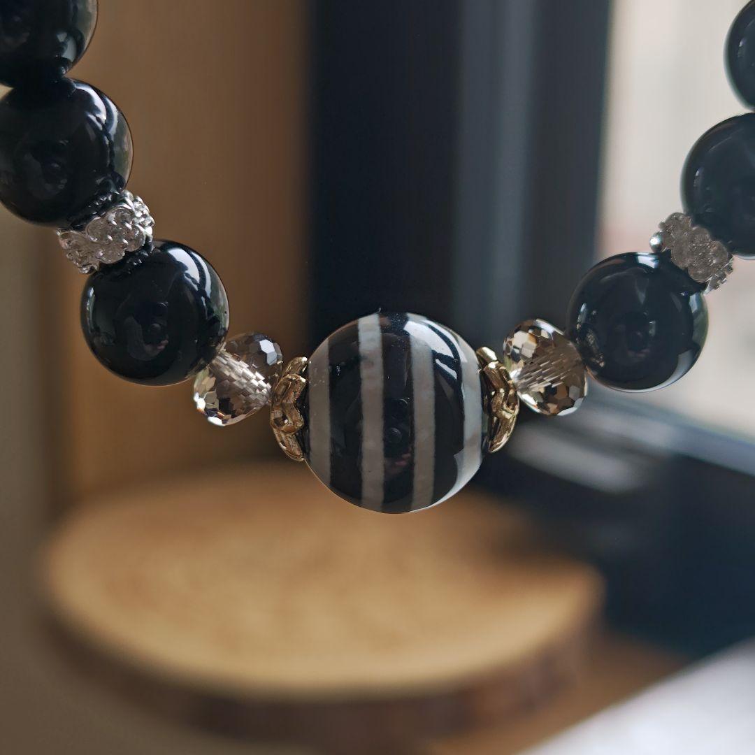 お護り特化ブレス モリオン、ギベオン、マニカラン水晶、線天珠、薬師天珠