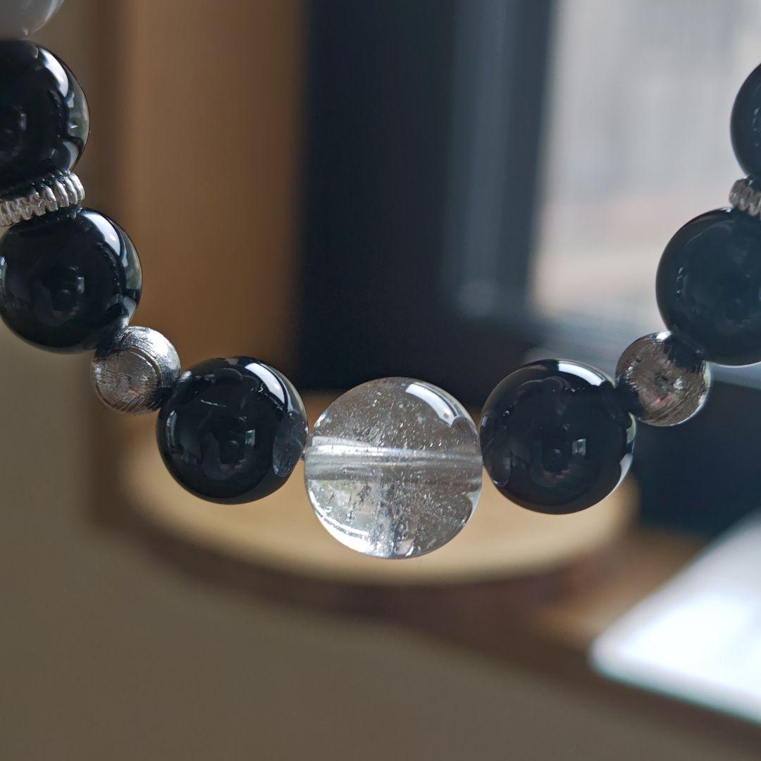 お護り特化ブレス モリオン、ギベオン、マニカラン水晶、線天珠、薬師天珠