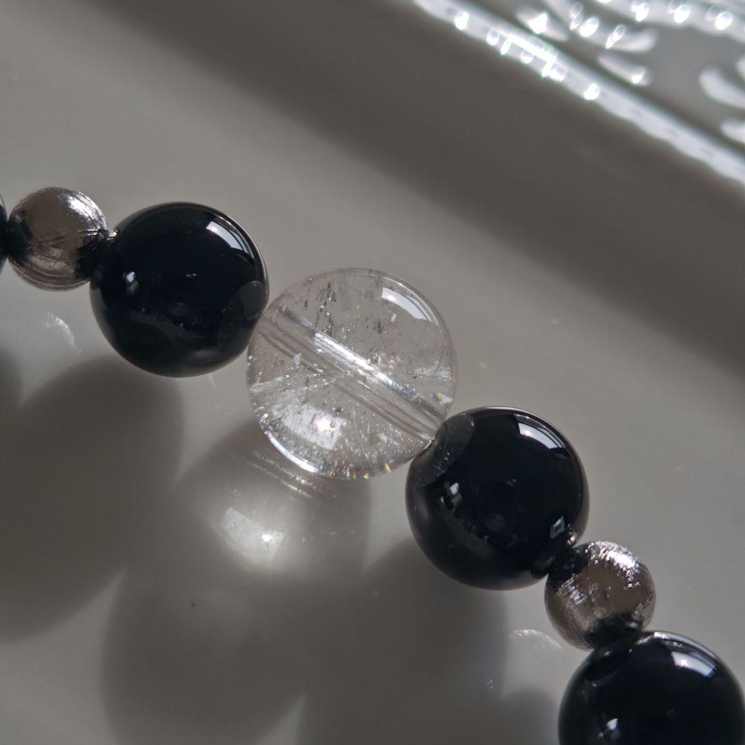 お護り特化ブレス モリオン、ギベオン、マニカラン水晶、線天珠、薬師天珠