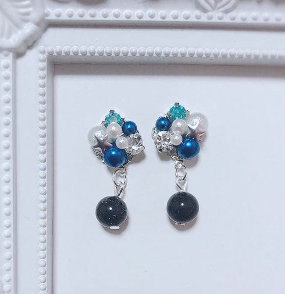 星空のビジュー×星空ビーズ★ピアス/イヤリング