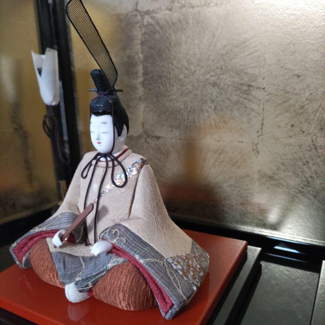 えいちゃん。雛人形 江戸木目込人形 親王飾り 貝殻細工風 高級衣装