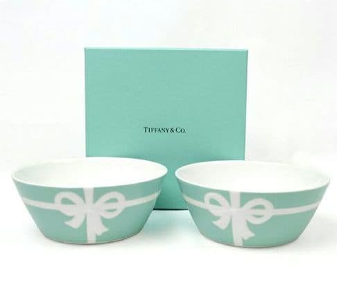 Tiffanyティファニーブルーボックスボウル　リボンモチーフボウル 2個セット