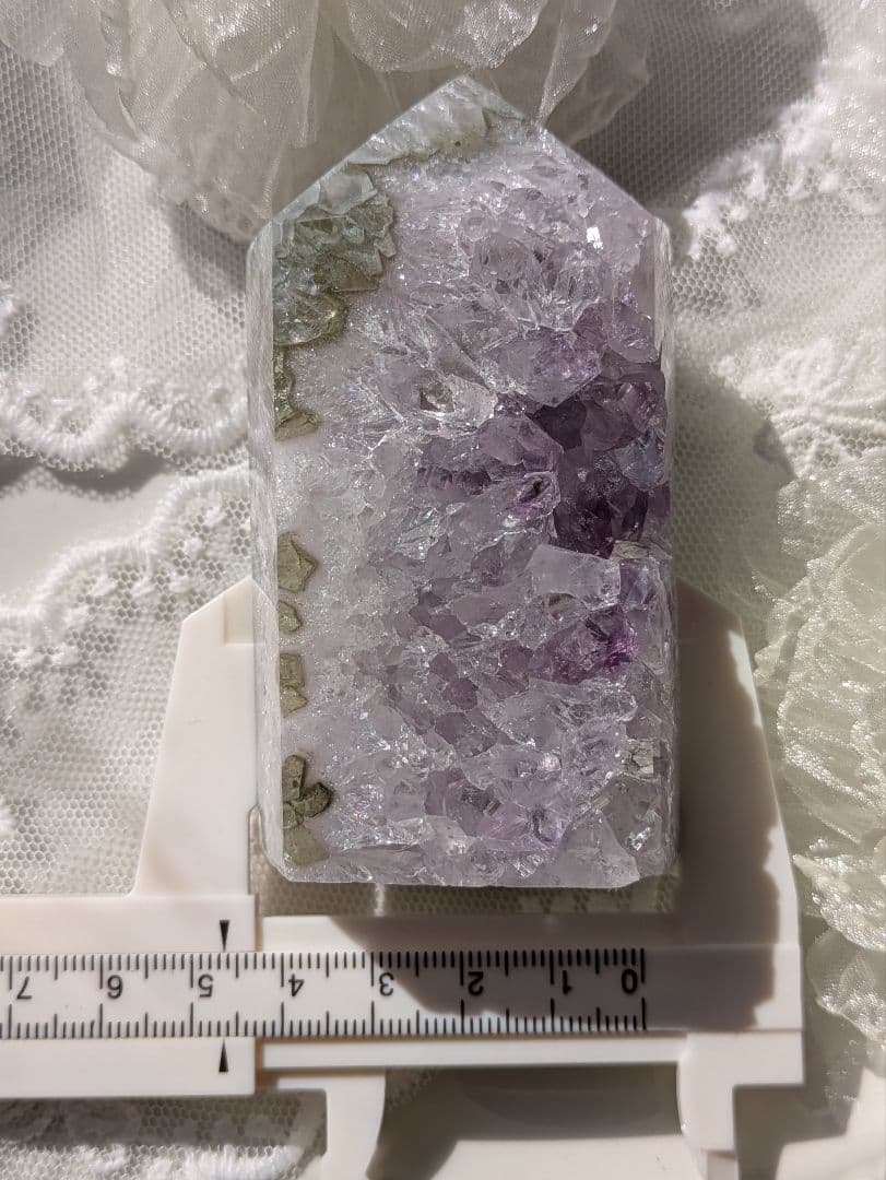 希少　♡虹沢山　瑪瑙　タワー♡　紫✕緑　アメジスト　クラスター　天然石