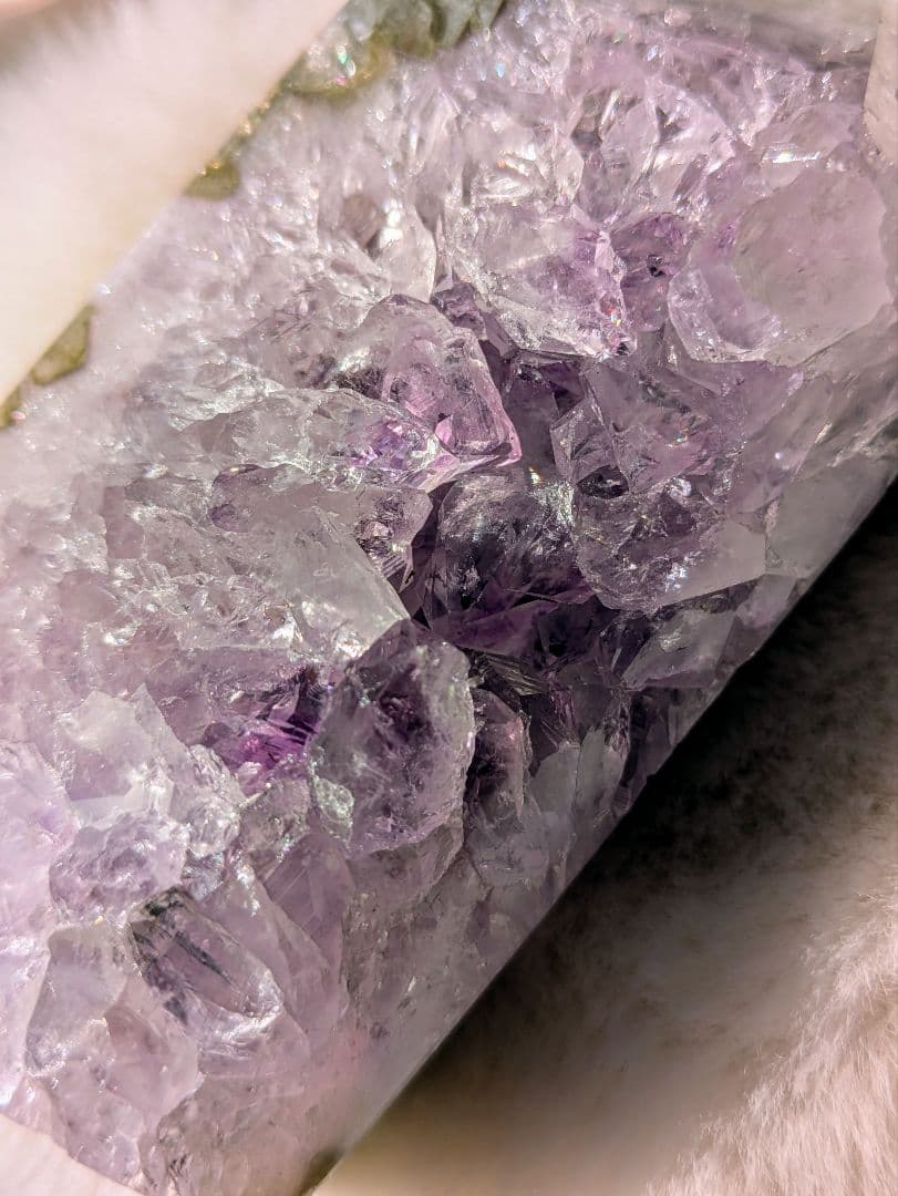 希少　♡虹沢山　瑪瑙　タワー♡　紫✕緑　アメジスト　クラスター　天然石
