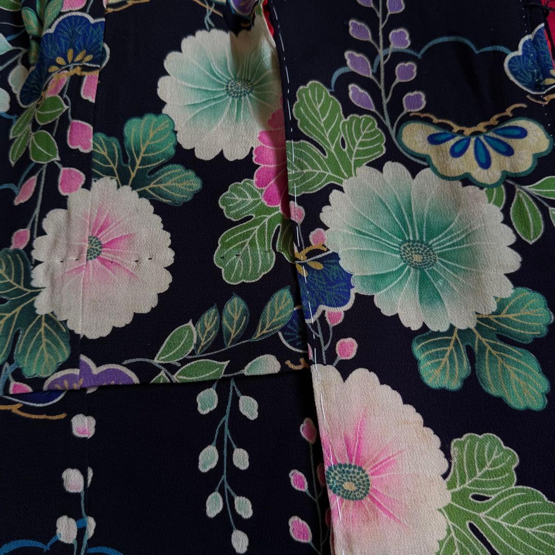 市松人形 13号(47cm)サイズの着物　比翼仕立て　黒　松藤菊　し