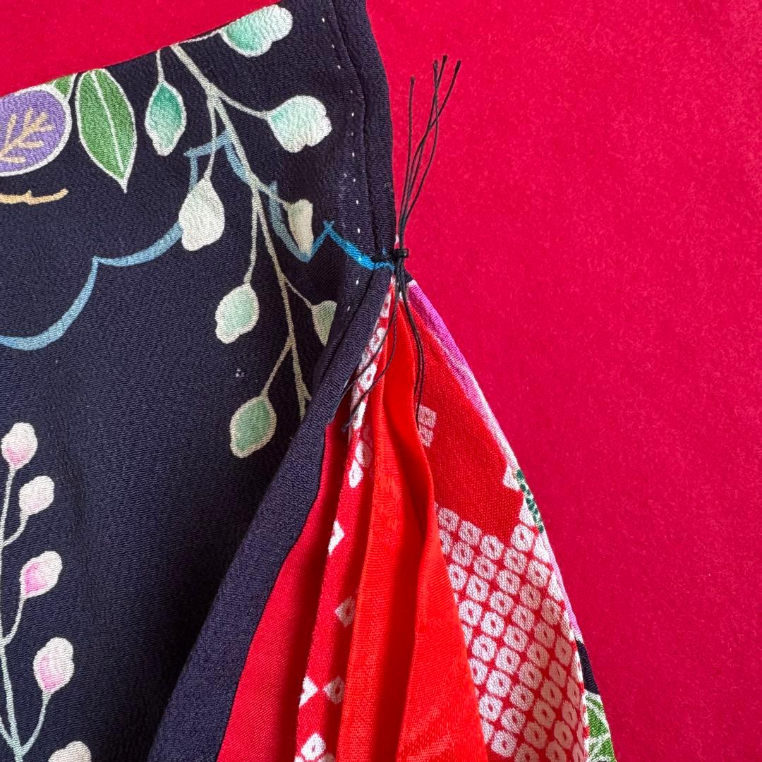 市松人形 13号(47cm)サイズの着物　比翼仕立て　黒　松藤菊　し