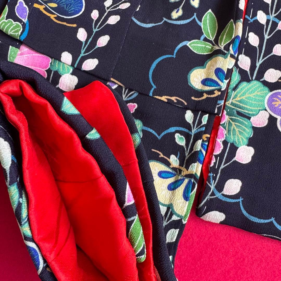 市松人形 13号(47cm)サイズの着物　比翼仕立て　黒　松藤菊　し