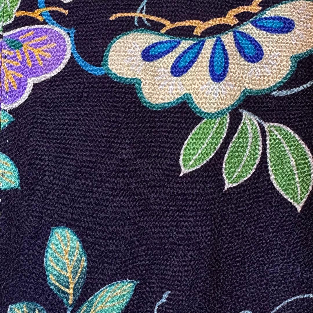 市松人形 13号(47cm)サイズの着物　比翼仕立て　黒　松藤菊　し