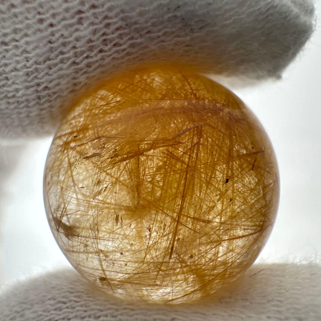 M-5 ゴールドルルチル丸玉　穴なし17mmルチルスフィア　天然石　クリスタル