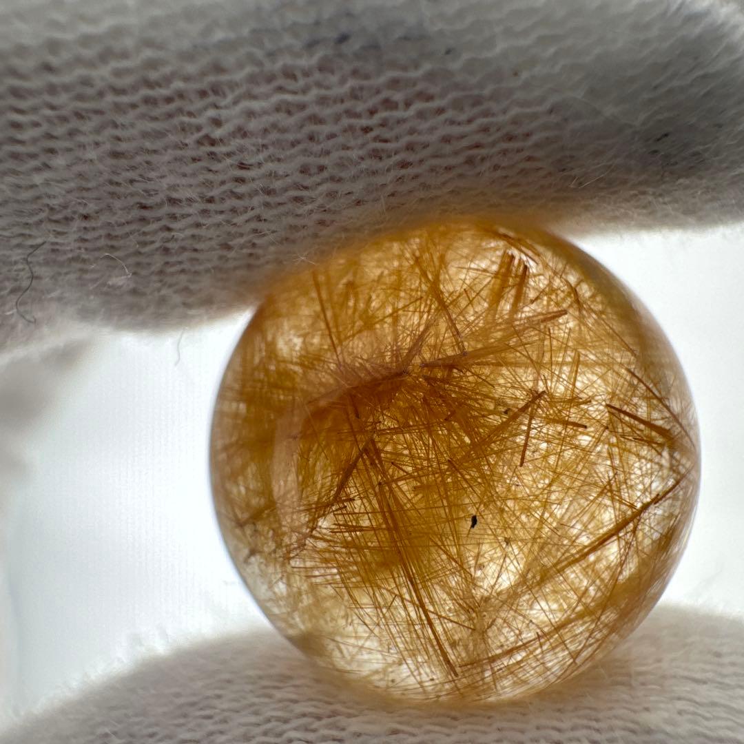 M-5 ゴールドルルチル丸玉　穴なし17mmルチルスフィア　天然石　クリスタル