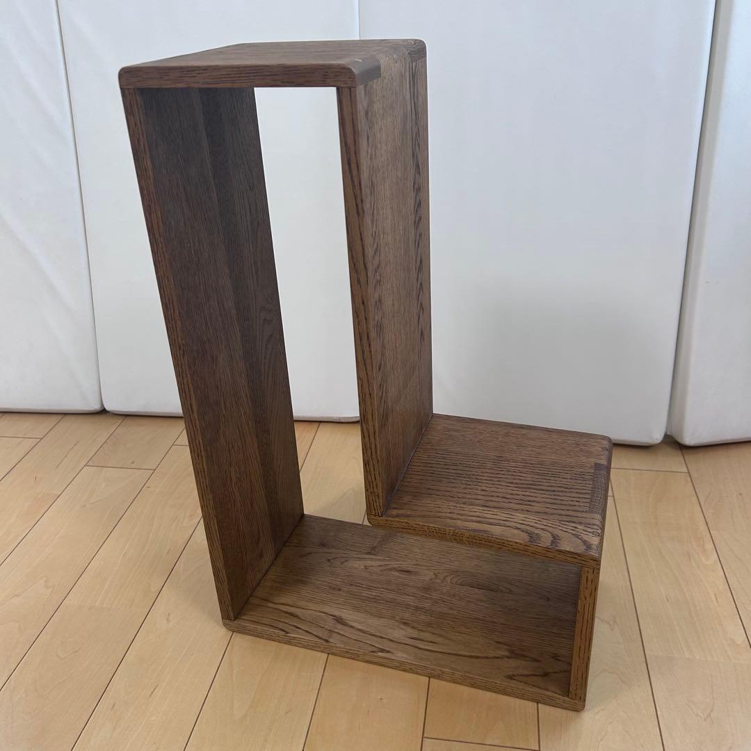 【希少】オープンシェルフ　オーク無垢材　タモ材　ウッドラック　L型　天然木