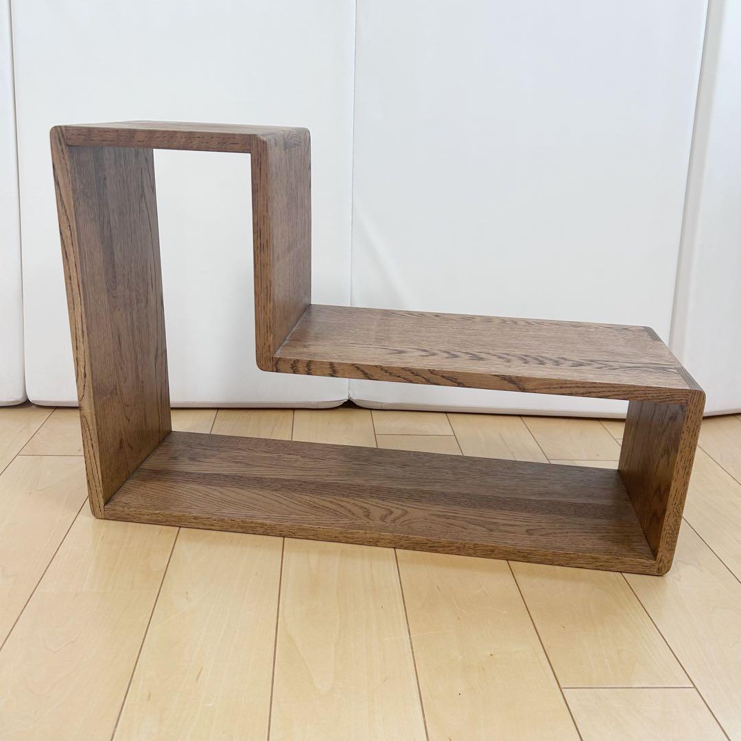 【希少】オープンシェルフ　オーク無垢材　タモ材　ウッドラック　L型　天然木