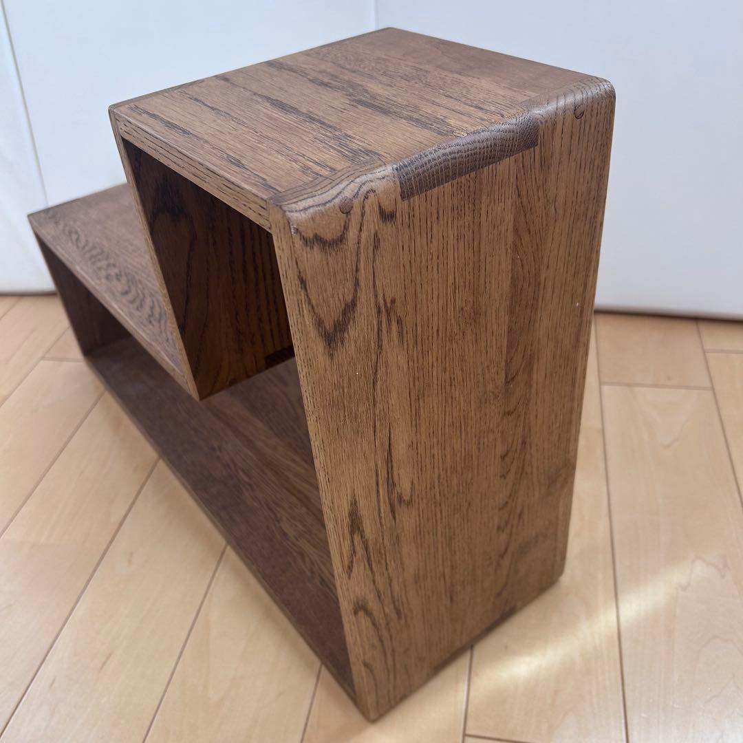 【希少】オープンシェルフ　オーク無垢材　タモ材　ウッドラック　L型　天然木