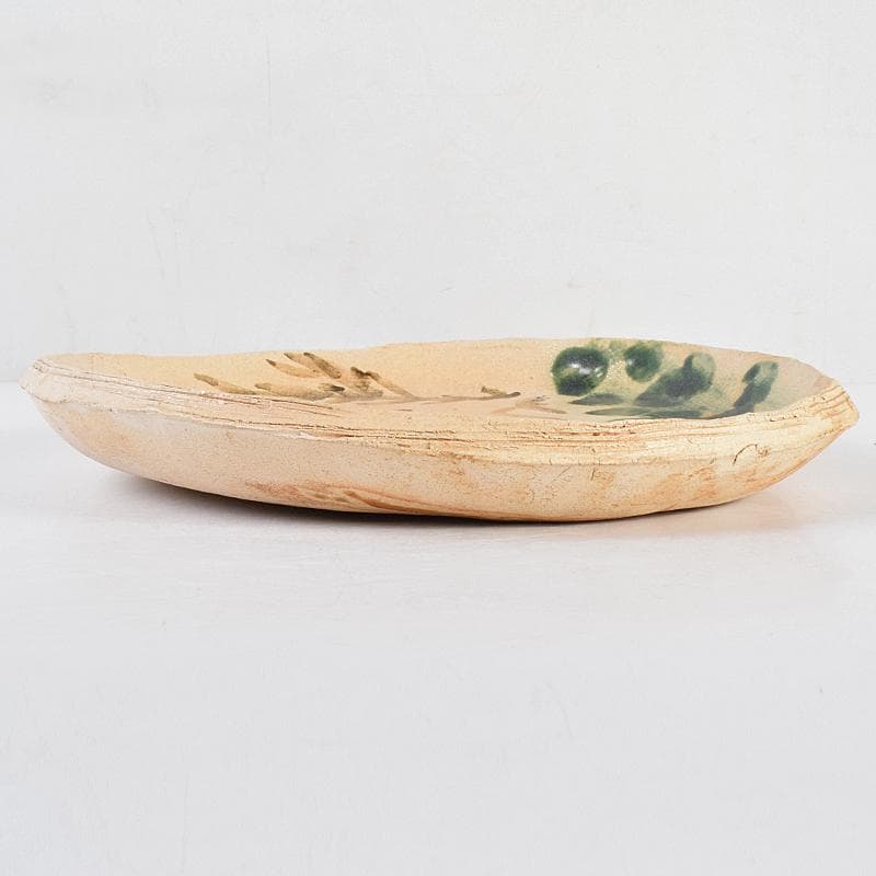 北大路魯山人作　織部　蟹絵　皿　時代箱付　V　R7715