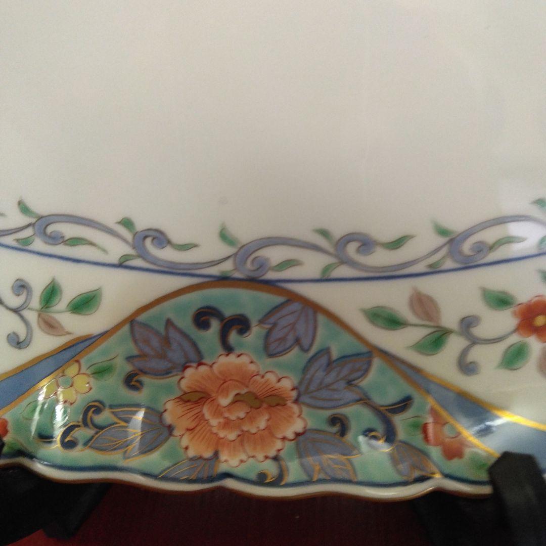 ★値下げ★ 波佐見焼　林九郎作　緑濃鳳凰　楕円盛皿　オーバル皿　楕円プレート