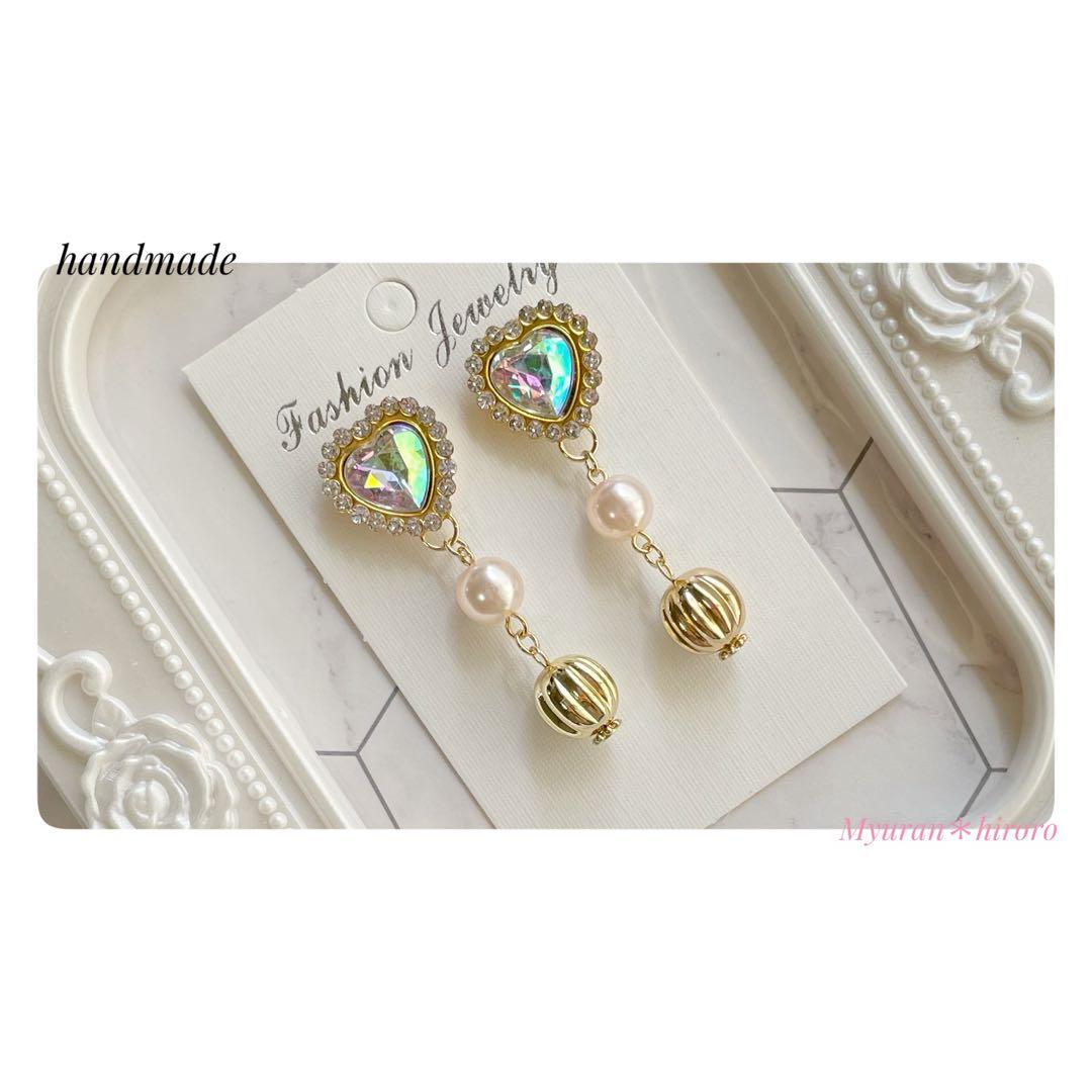 (844)金具変更可能 金属アレルギー対応 ハート ピアス イヤリング