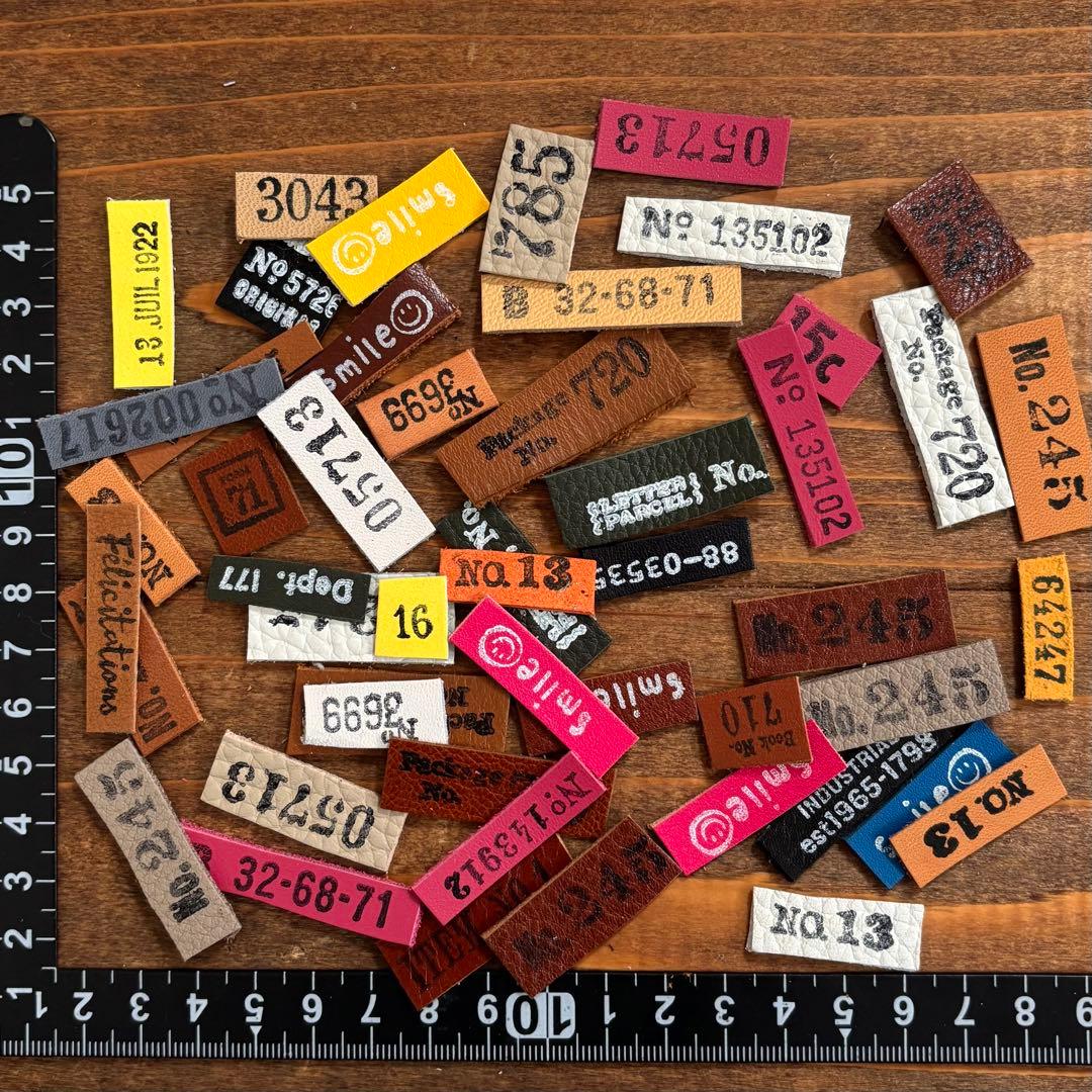 ビンテージ革タグ　ミニチップレザータグ50ピース⑥500