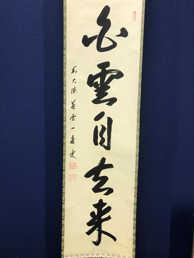 真作/前大徳寺/矢野一甫/白雲自去来/一行書/桐共箱付/布袋屋掛軸HK-164