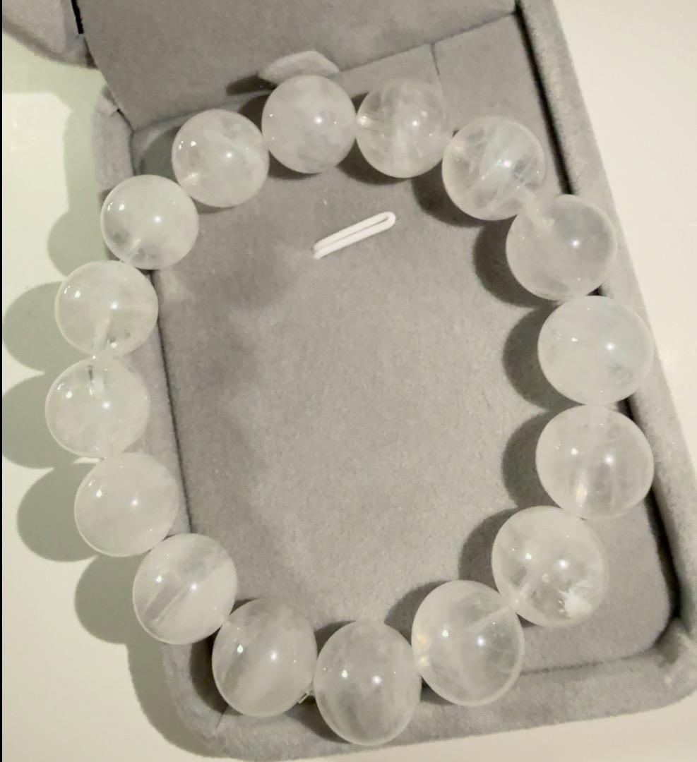 天然石 スノーフレークホワイトファントムクリスタル13mm