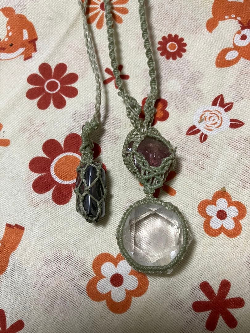 天然石マクラメ編みネックレス