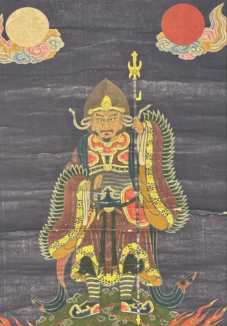 「御嶽山 三笠山刀利天宮 三尊図」江戸時代中期頃 1枚|神仏習合 仏画不動明王