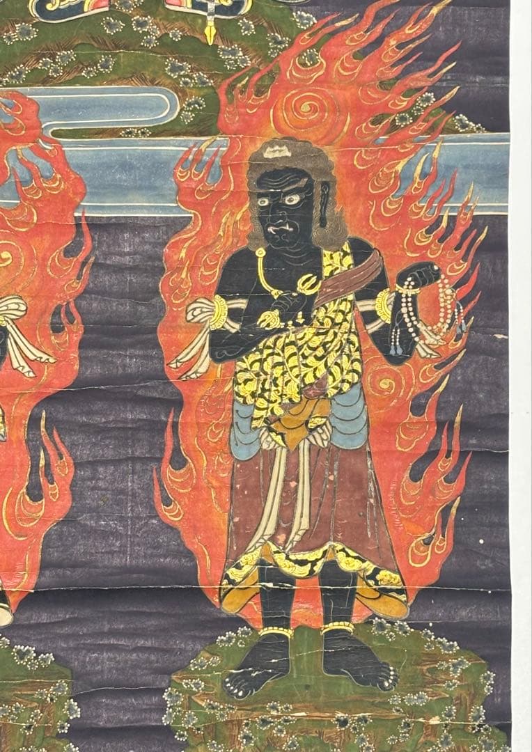 「御嶽山 三笠山刀利天宮 三尊図」江戸時代中期頃 1枚|神仏習合 仏画不動明王