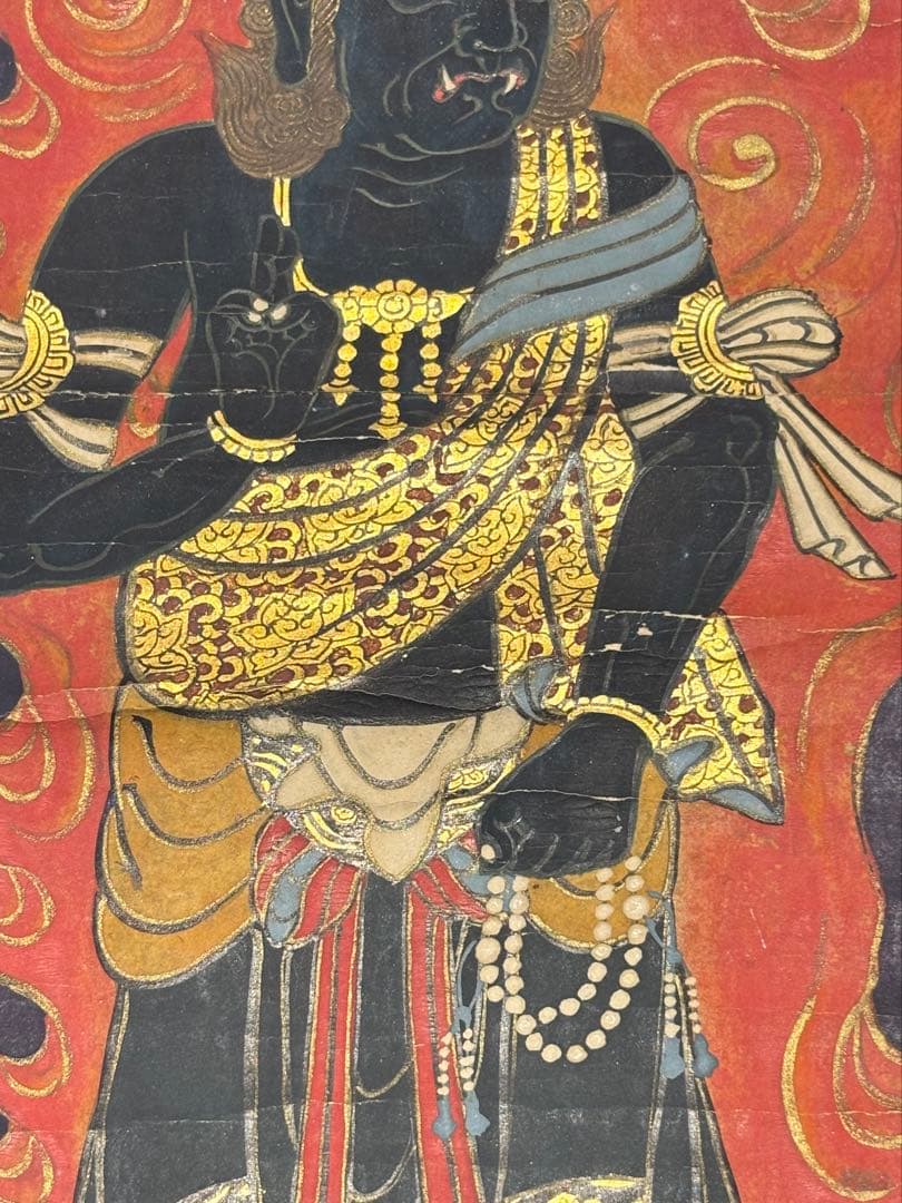 「御嶽山 三笠山刀利天宮 三尊図」江戸時代中期頃 1枚|神仏習合 仏画不動明王