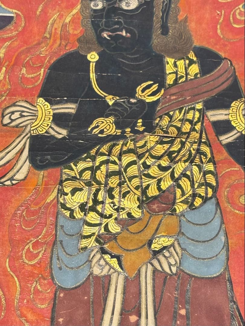「御嶽山 三笠山刀利天宮 三尊図」江戸時代中期頃 1枚|神仏習合 仏画不動明王