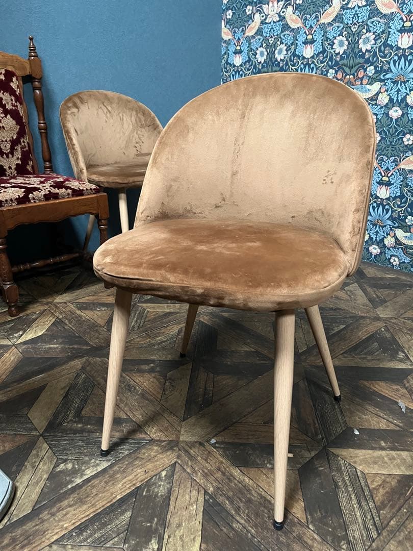 ベルベット 椅子 インテリア 北欧 チェアー ブラウン 茶色