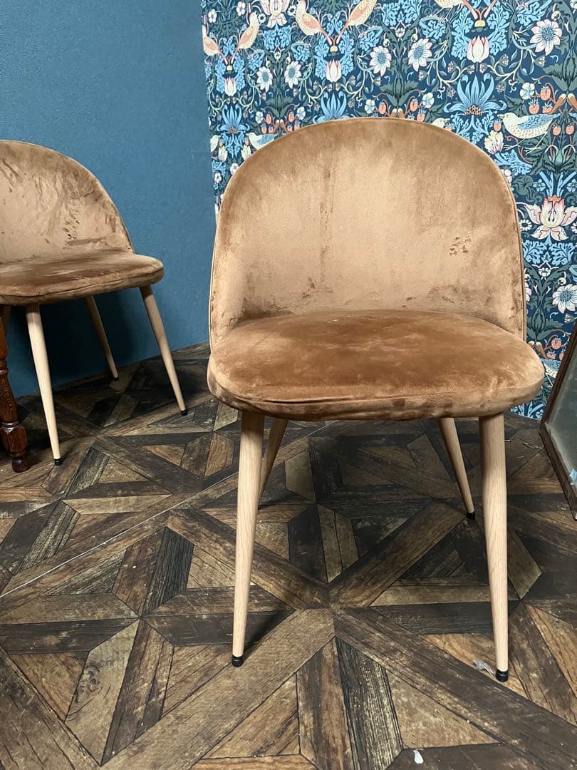 ベルベット 椅子 インテリア 北欧 チェアー ブラウン 茶色