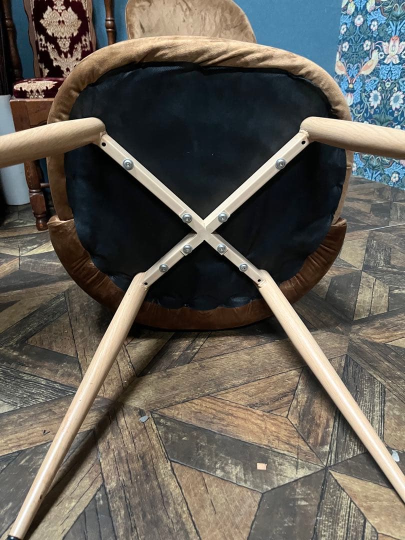 ベルベット 椅子 インテリア 北欧 チェアー ブラウン 茶色