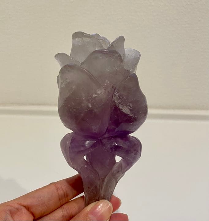 アメジストのお花 バラ 天然石 クリスタル 紫水晶 フラワー 幸運パワーストーン