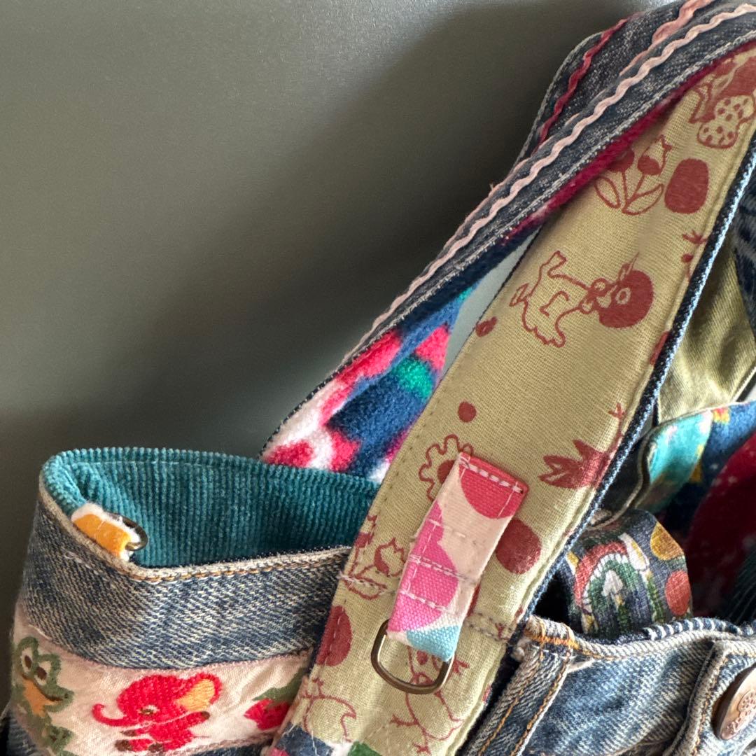 ハンドメイド デニムリメイク バッグ レトロ アニマル きのこ 2way 53