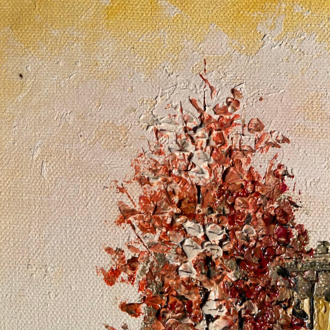 手書き油絵 パリの風景 凱旋門 額付 絵画 インテリア