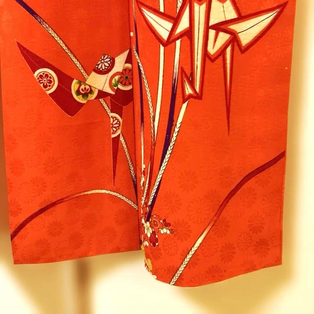 昭和レトロ、七五三用 赤い花柄 着物