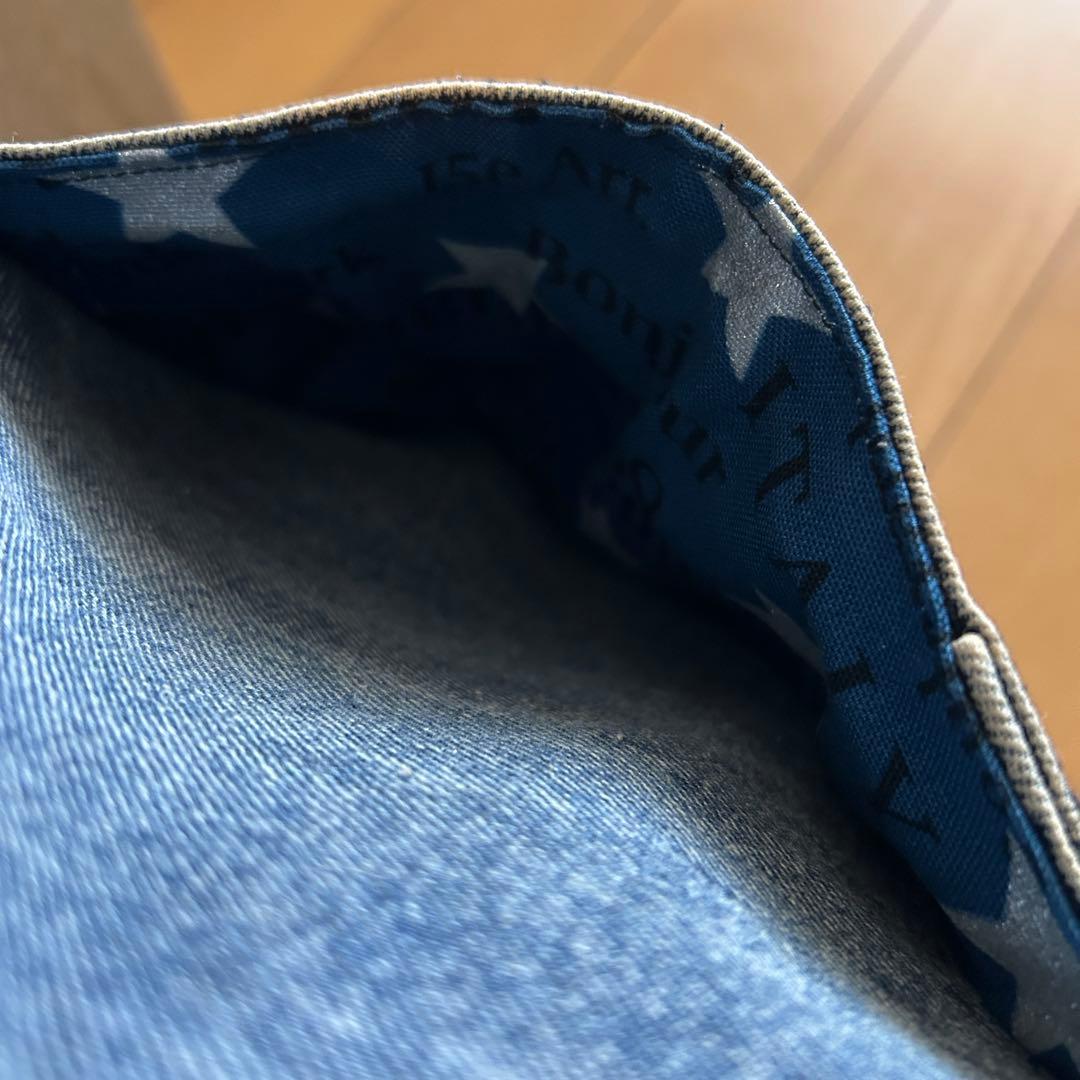 992.幅60‼️デニムリメイク トートバッグ　ジージャン ケミカル　ダメージ