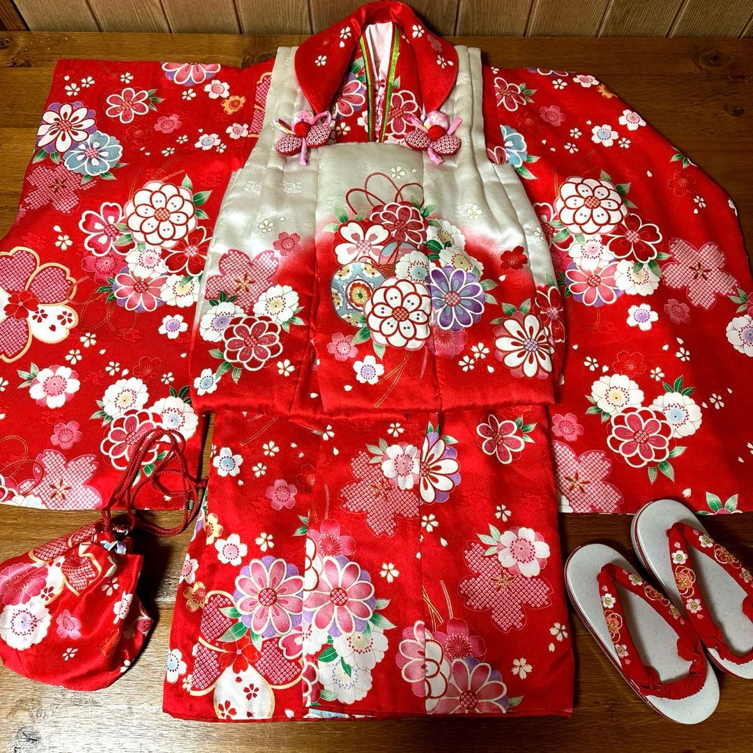 美品♡七五三 着物セット3歳 絹100％ 正絹 京都花ひめブランド フルセット