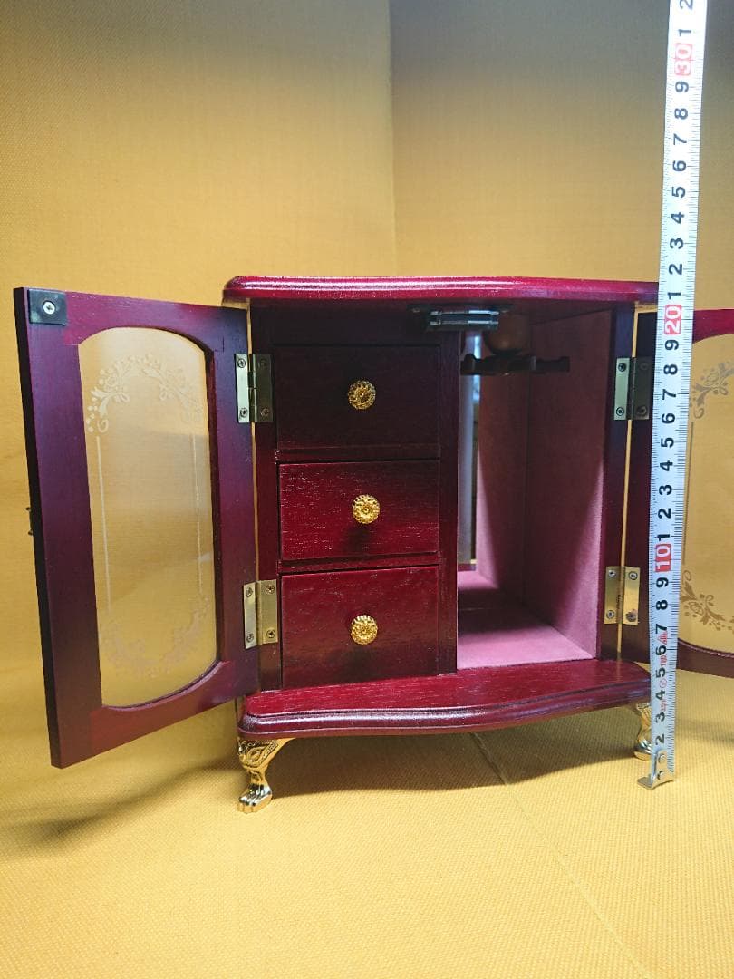【美品】ジュエリーボックス　小型　木製　置物　インテリア　工芸品　A1747