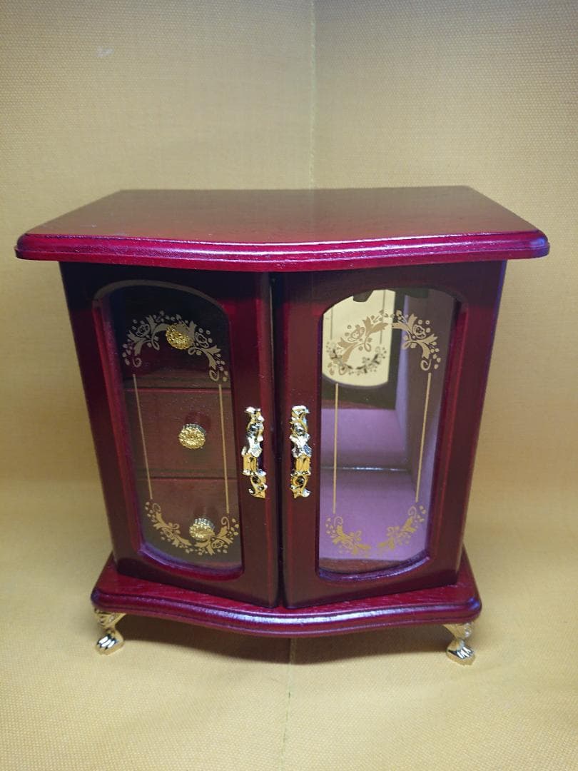 【美品】ジュエリーボックス　小型　木製　置物　インテリア　工芸品　A1747