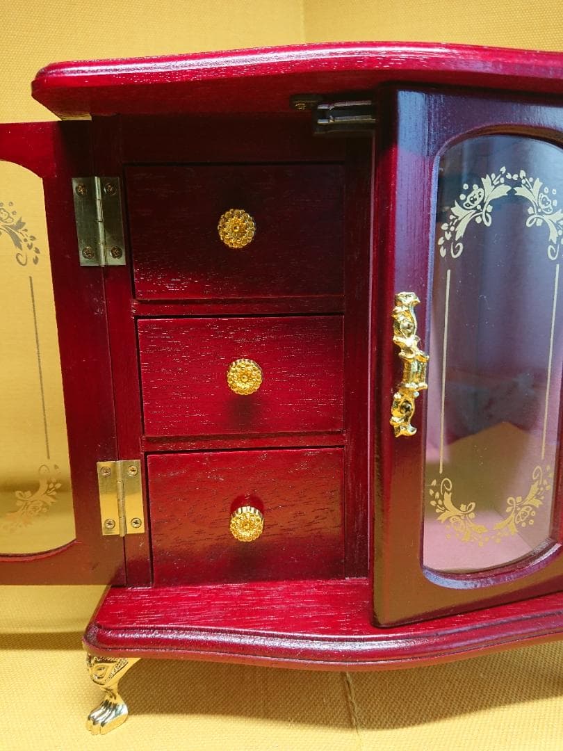 【美品】ジュエリーボックス　小型　木製　置物　インテリア　工芸品　A1747