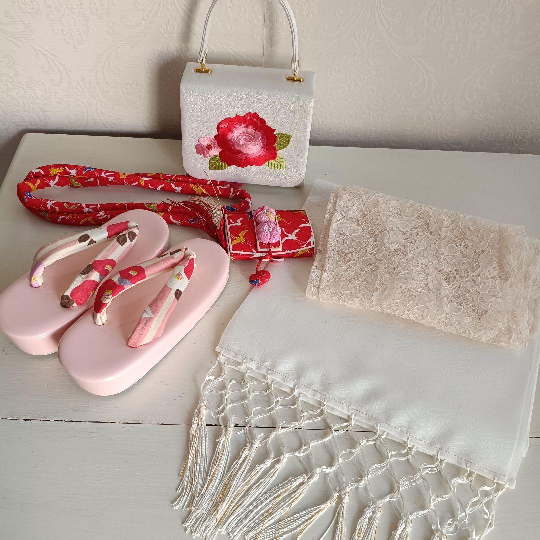 正絹濃いめのピンクの着物と作り帯フルセット