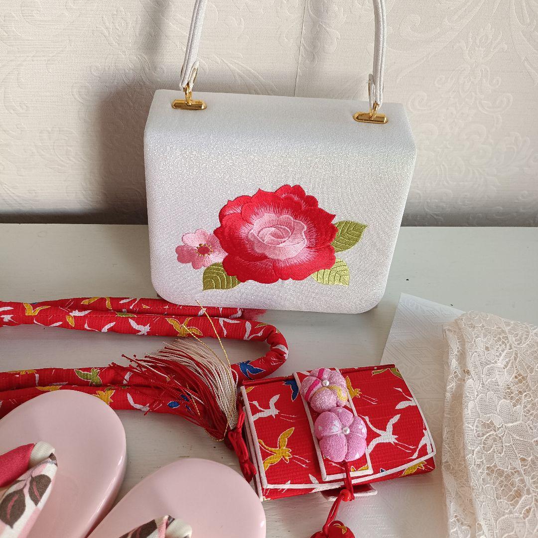 正絹濃いめのピンクの着物と作り帯フルセット